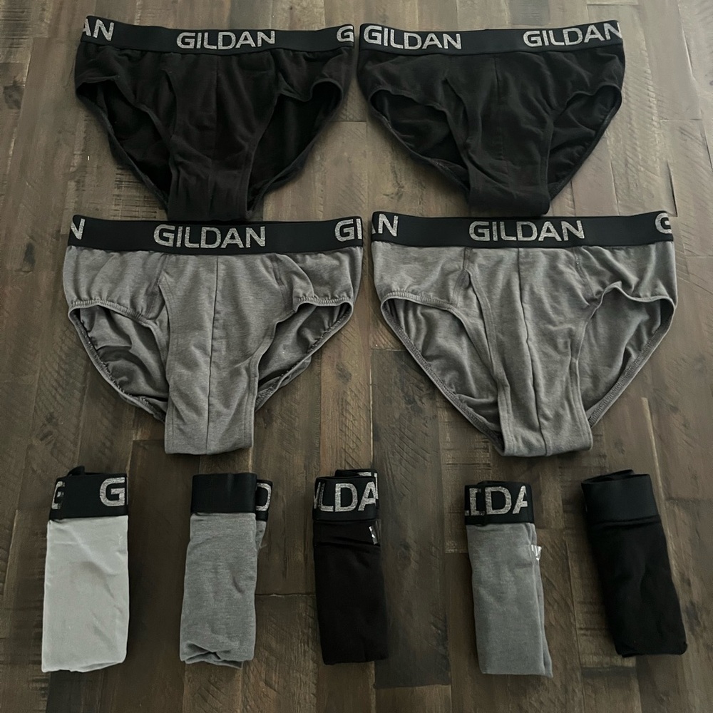 MENS GILDAN COTTON STRETCH BRIEFS 9 PAIRS